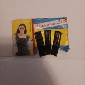 Champion Lady Hair Bobbie Pins, Vintage Heavy Duty Metal Black Pack Of 24 New